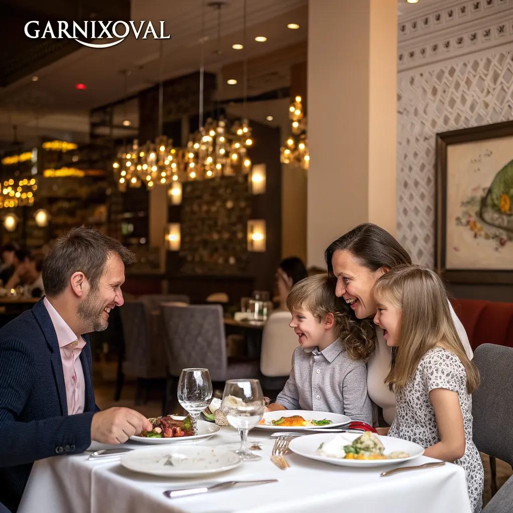 Family enjoying dinner at GARNIXOVAL